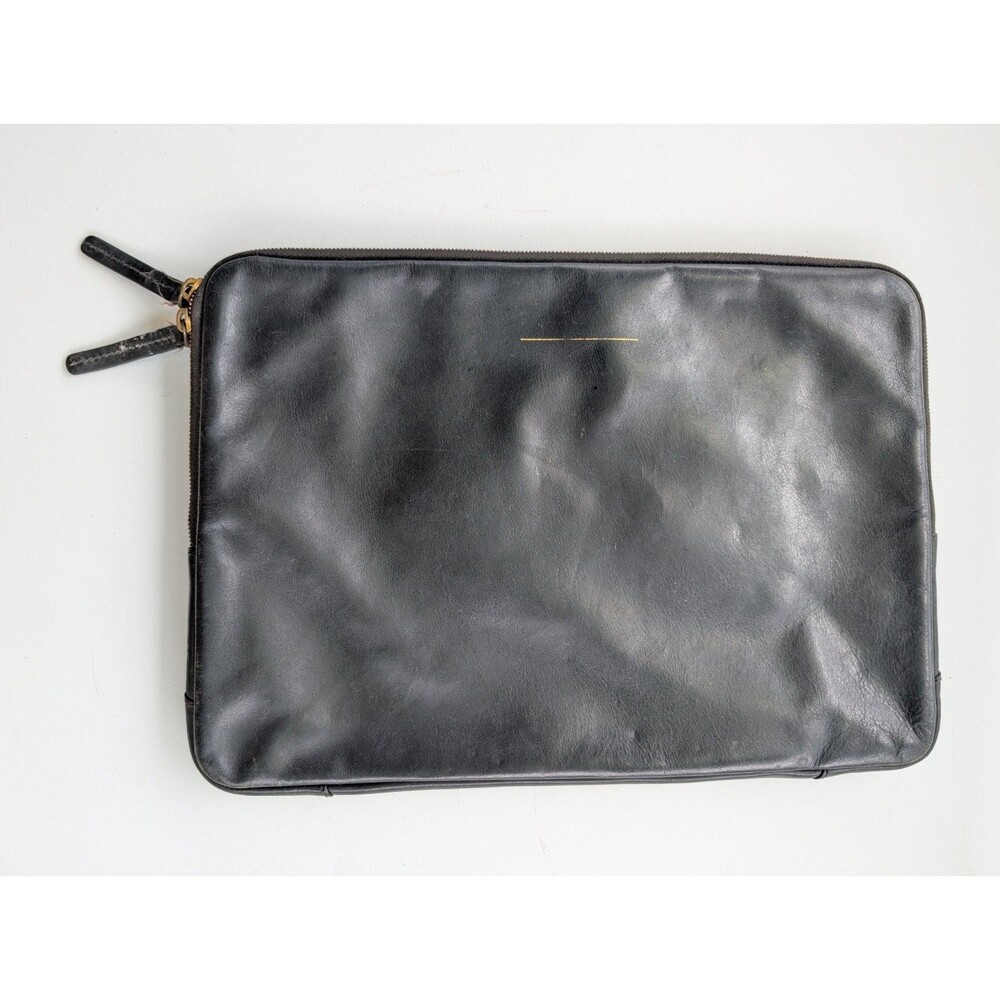Horizn Studios Black Leather Laptop Sleeve Zip Portfolio Case 15" Document Holde
